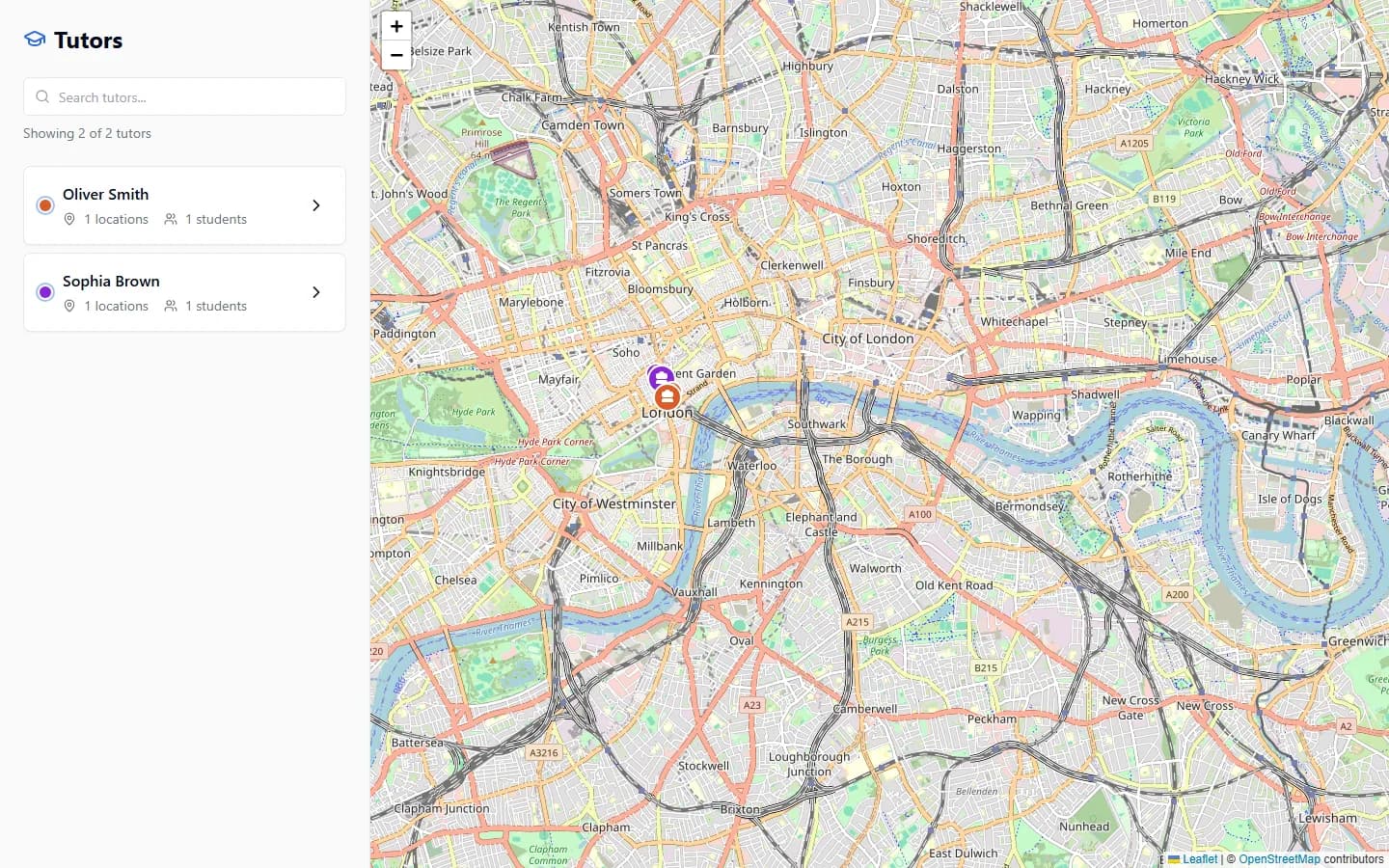 Tutor Map Connector interface